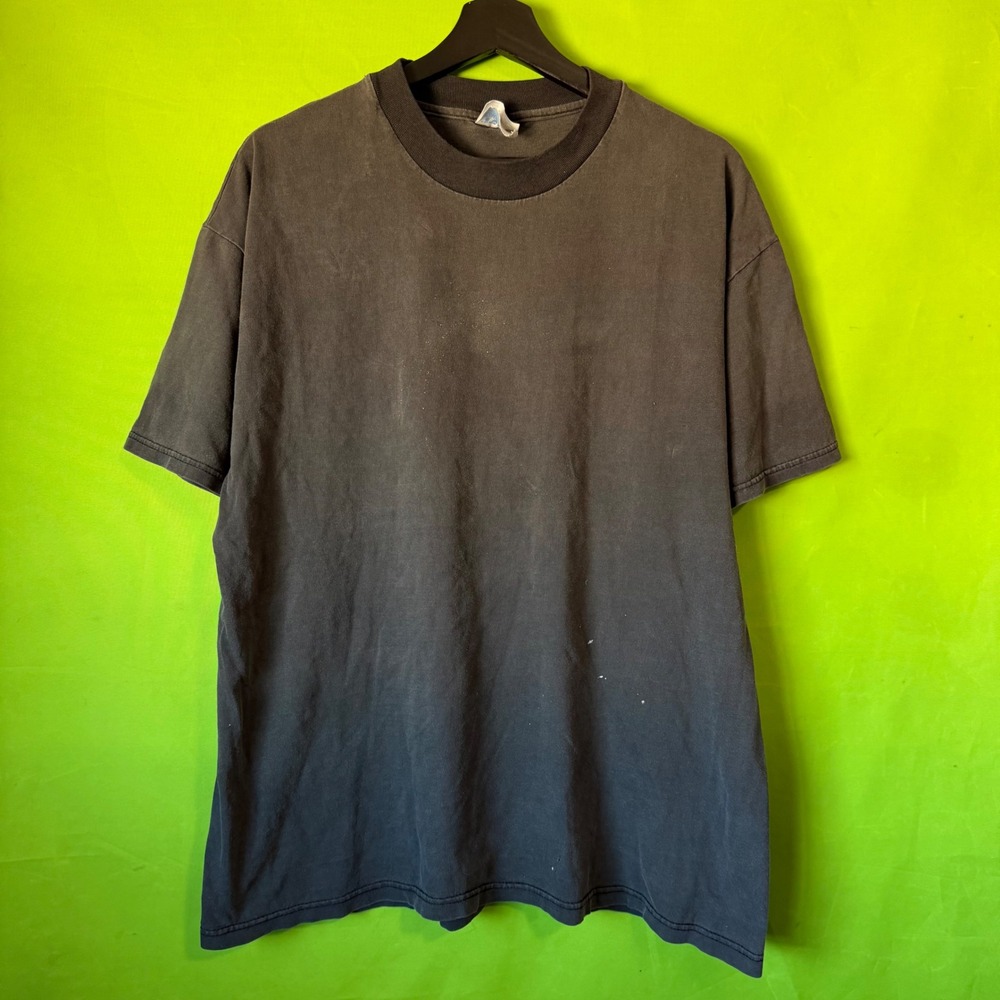 Vintage Hanes Beefy-T Blank T-Shirt Faded Black Heavyweight Cotton XL 90s Tee